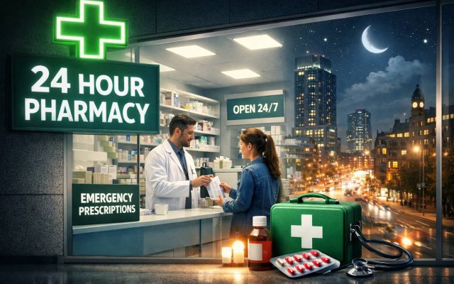 24 hour pharmacy in Manchester city centre providing emergency medicines and late-night healthcare services